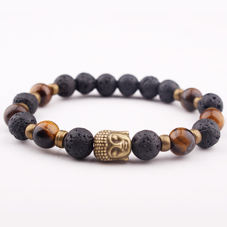 AliExpress8mm Volcanic Lava Stone Bracelet Natural Emperor Stone Couple Fashion Bracelet Factory Direct Sale