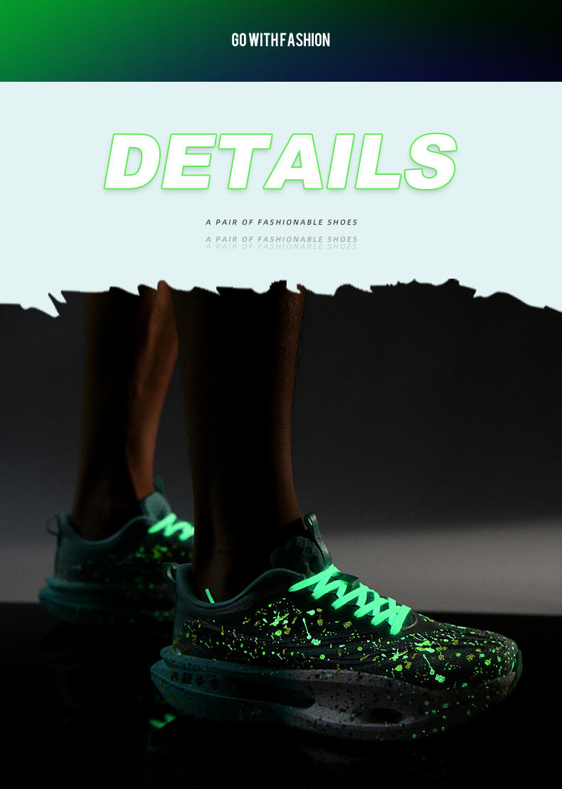 Autumn New Red Rabbit9Fluorescent Breathable Comfortable Couple Sports Shoes Ultra-Light Cushioning Rebound Anti-Slip Wear-Resistant Running