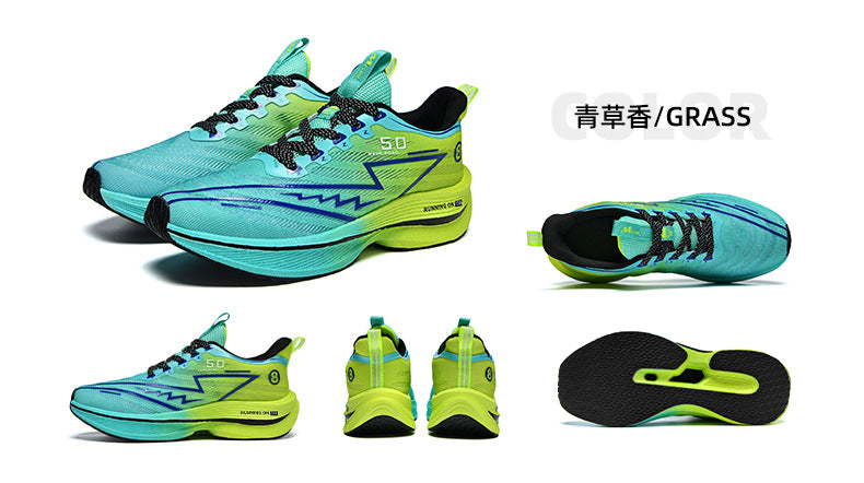 Carbon Plate Running Shoes Mesh Ultra-light Breathable Sports Shoes Men Couple All-match Casual Popcorn Running Shoes Breathable Lightweight