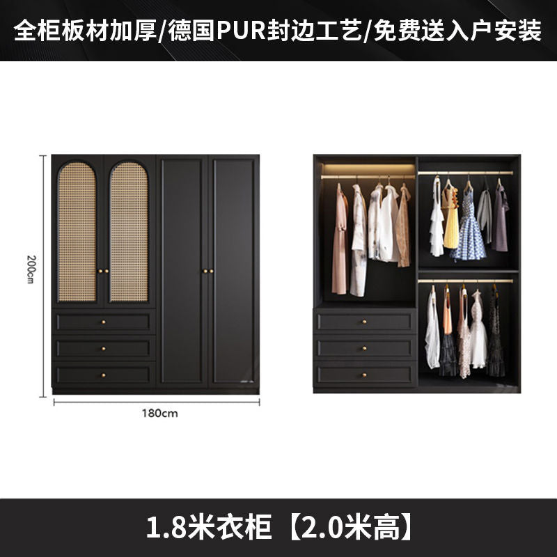 Vintage Style Wardrobe Black Cabinet Wardrobe for Home Bedroom Small Apartment Modern Simple Side Cabinet Top Cabinet Furniture Wardrobe
