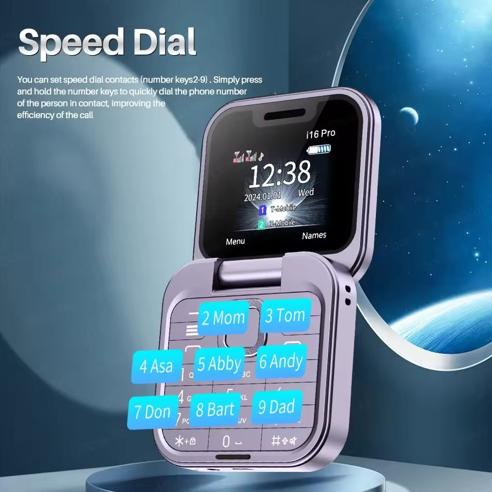 New i16pro Flip mini Mobile Phone F15Button Elderly Phone Dual SIM2G Multi-Language