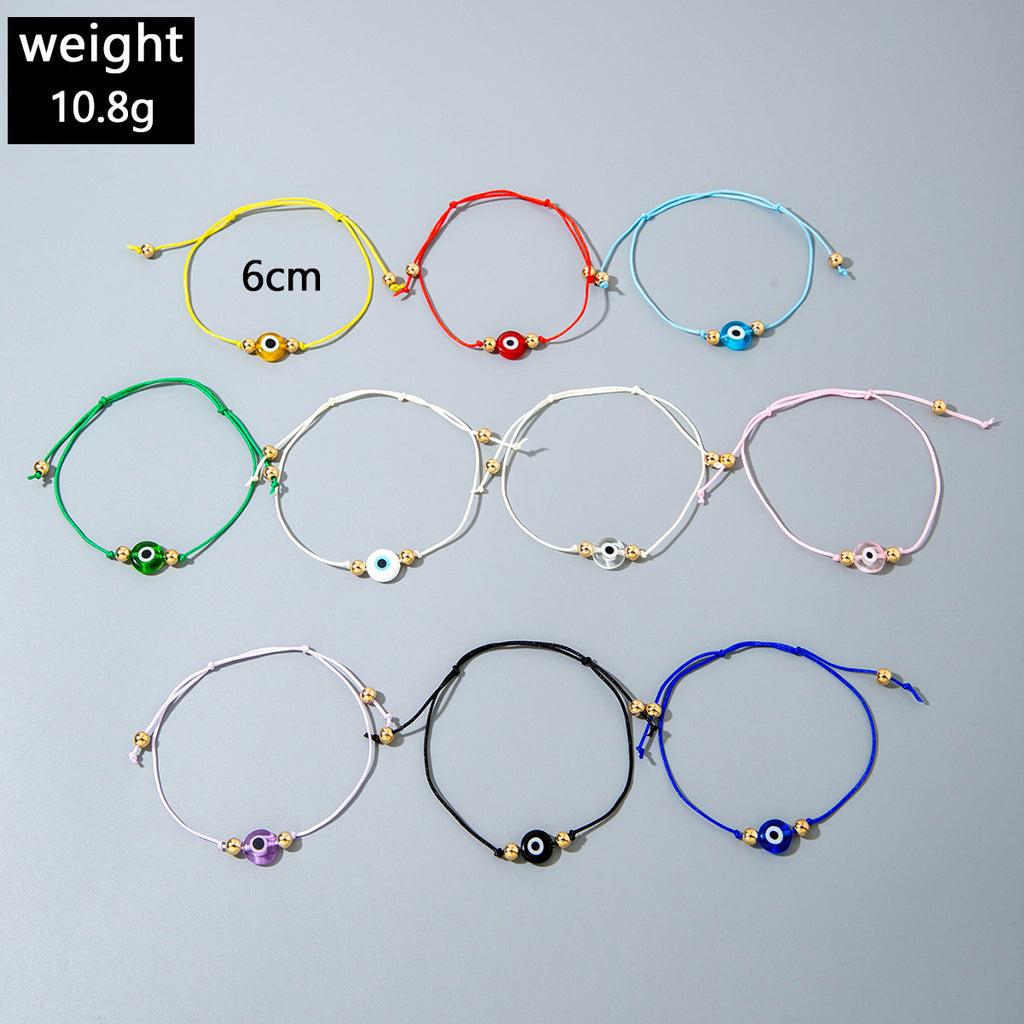 European and American Style Bracelet Colorful Devil's Eye Beaded Bracelet Simple Glass Eye Bracelet Wholesale