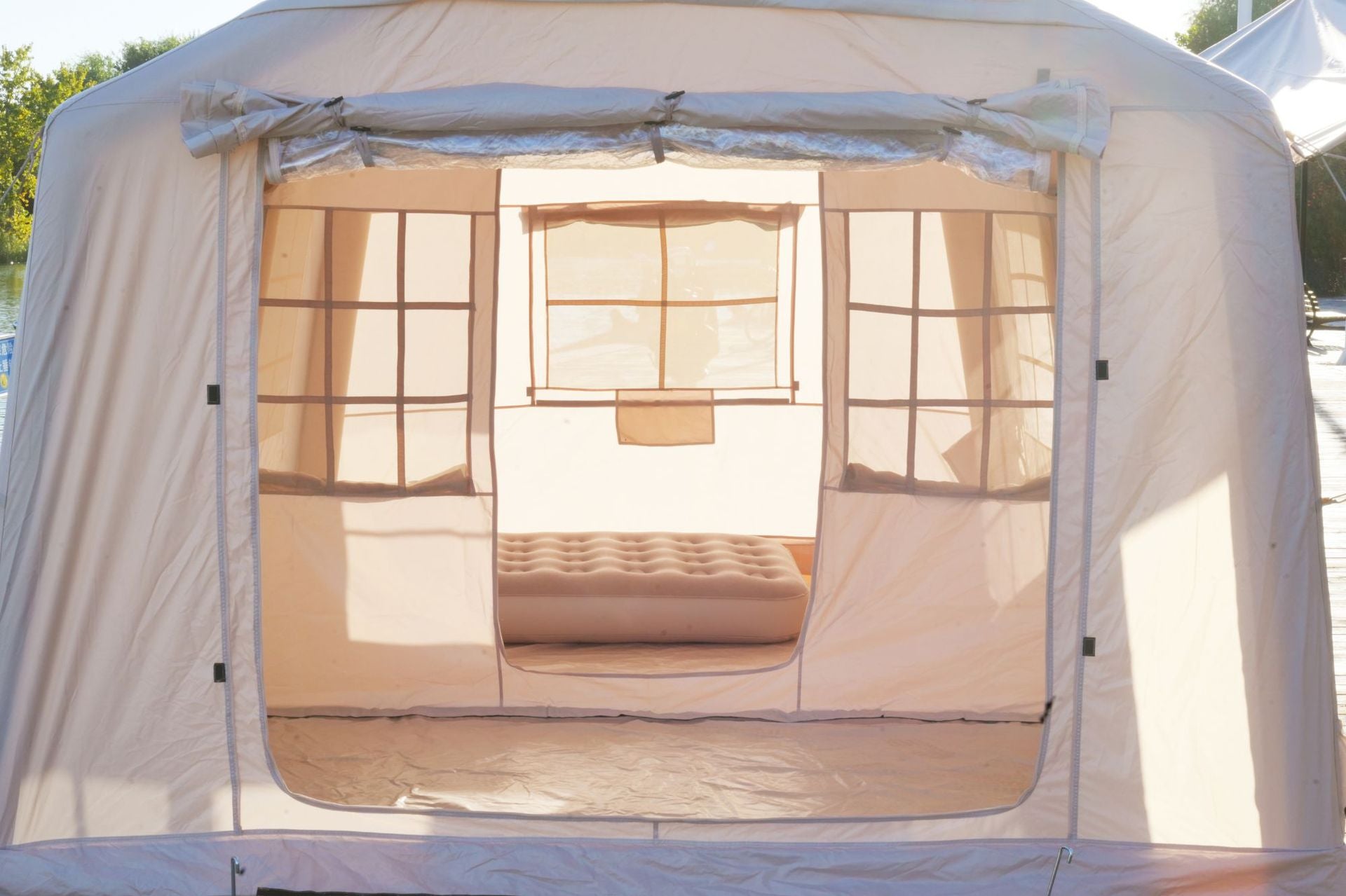 12Square Camping Inflatable Tent Outdoor Camping Two Rooms One Hall Tent Canopy Rainproof Exquisite Camping Cabin