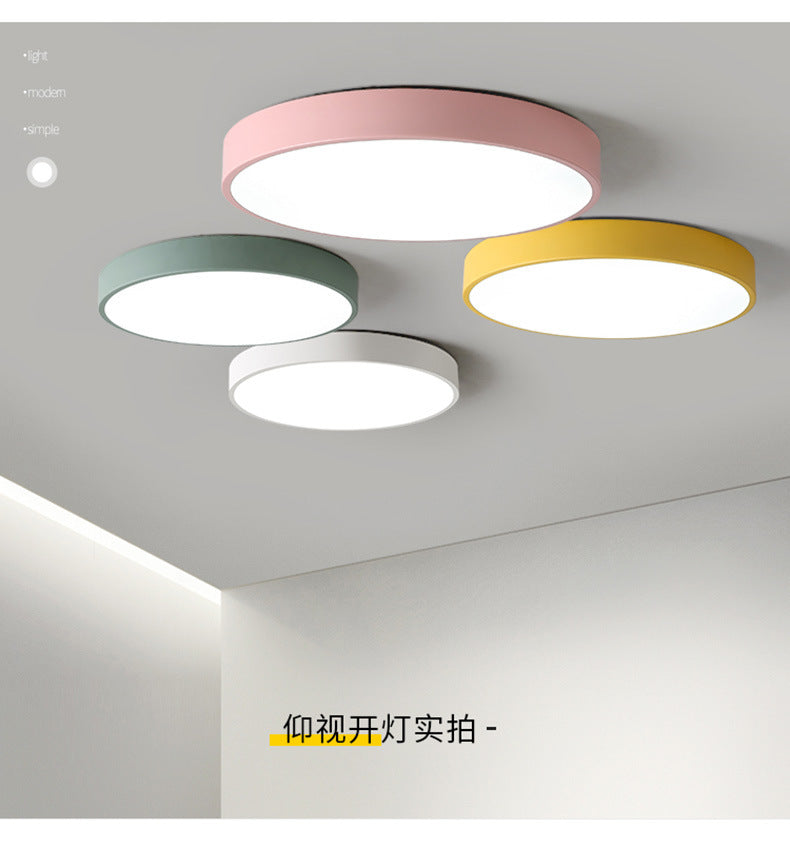 Macarons led Ceiling Light Round Modern Minimalist Bedroom Light Iron Art Ultra-thin Living Room Light Home Balcony Light