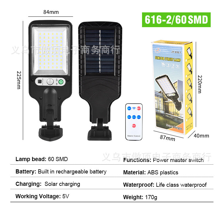 Outdoor Solar Street Light New Human Body Sensing Garden Light with Remote Control LED Wall Lamp Waterproof Garden Light