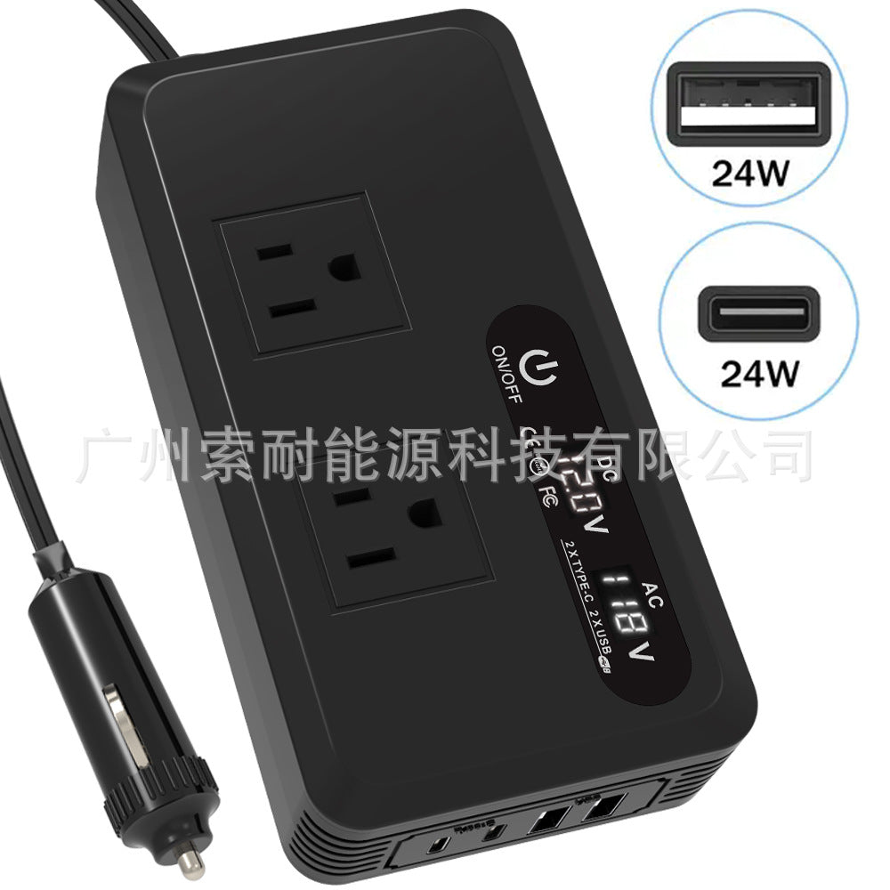 Hot Selling Car Inverter200W 12V Turn110V/220V Double USB Type-C Mouth inverter