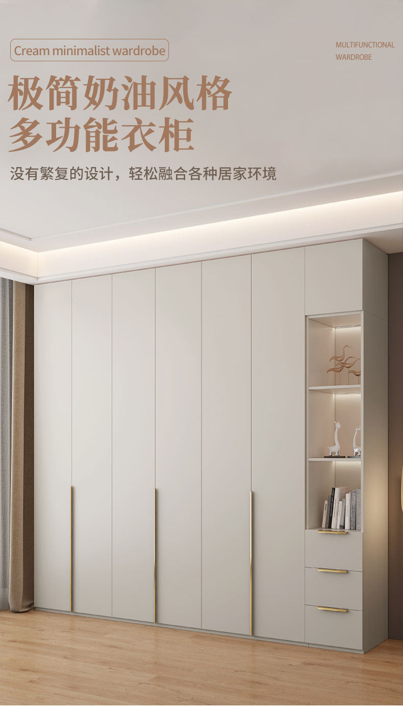 Solid Wood Multi-layer Board and European Pine Board Wardrobe Customization for Home Bedroom Cloakroom One Door to Ceiling Full House Custom Wardrobe