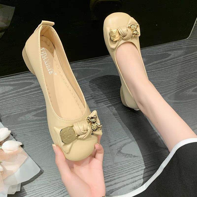 Summer Mary Jane Shoes for Women2025New Versatile British Style Height-Increasing Chunky Heel Slip-On Old Beanie Single Shoes