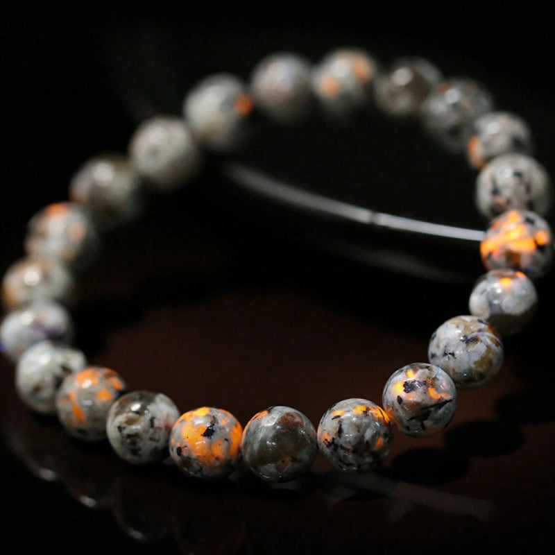 European and American Men's Natural Stone Bracelet New Arrival Beaded Bracelet ins Personalized Jewelry8mm Beaded Flame Stone Bracelet