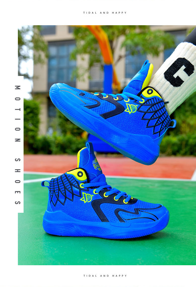 Children's Shoes Breathable Mesh Water-Resistant Sports Shoes for Teenagers Wear-Resistant Shock-Absorbing Non-Slip Professional Training Basketball Shoes