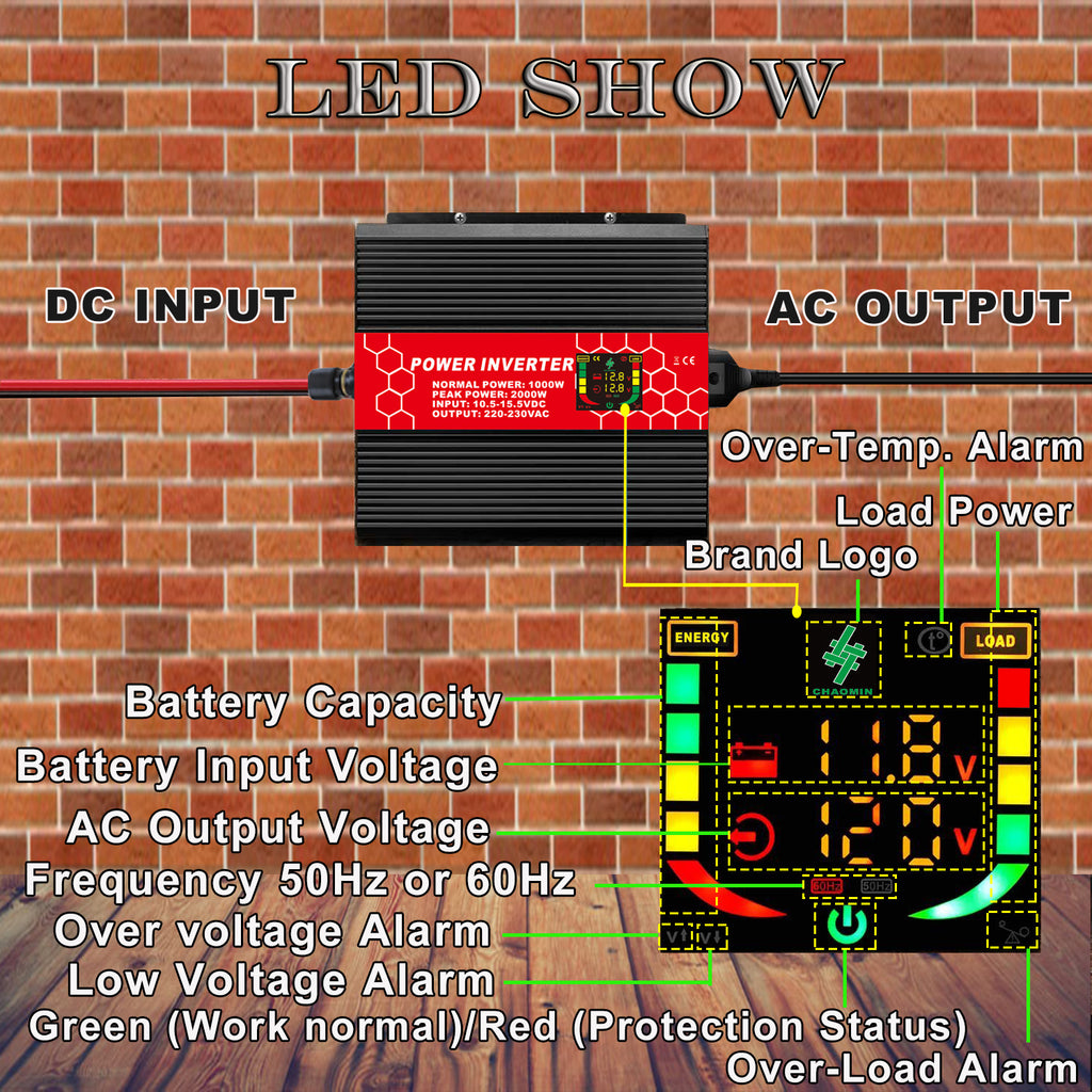 Pure Sine Wave Inverter2000W E-commerce Hot-Selling Products Smart Display Wired Switch