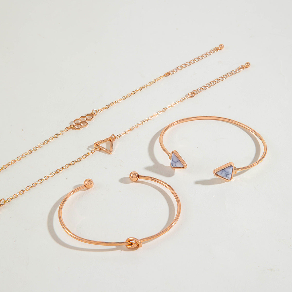 European and American Retro Triangle Open Turquoise Open Bracelet Personalized Marble Texture Multi-layer Bracelet Wholesale