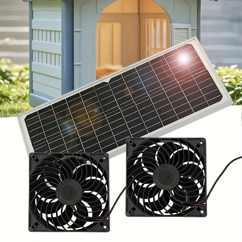 Factory Direct Solar Panel with Dual Fan Pet House Silent Solar Photovoltaic Panel Exhaust Fan Ventilation Cooling