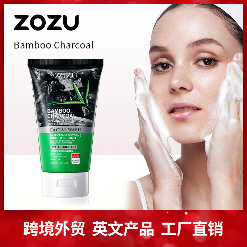Bamboo Charcoal Facial Cleanser100gZOZU Deep cleansing refreshing non-greasy facial cleanser cross-border wholesale