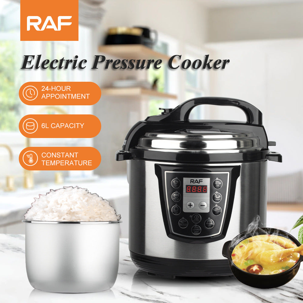Electric Pressure Cooker Household Multi-Functional Rice Cooking Stewing Soup Open Lid Sauce Collection Can Reserve Rice Cooker Pressure Cooker6L