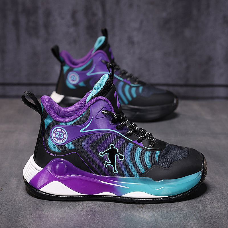 Big Kids Practical Basketball Shoes Children Professional Training Wear-Resistant Sneakers Mesh Breathable Non-Slip Running Sports Shoes