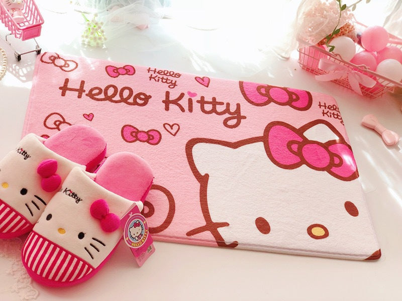 Flannel Mat Cartoon Kitty Bathroom Water Absorption Non-Slip Door Mat Pudding Dog Bathroom Mat Labeling and Dropshipping