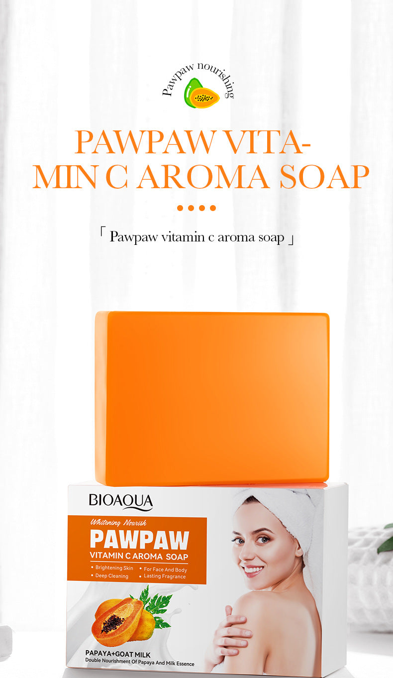 Papaya Handmade Soap100g BIOAOUA Vitamin C Cleansing and Bath Soap Cross-Border Wholesale