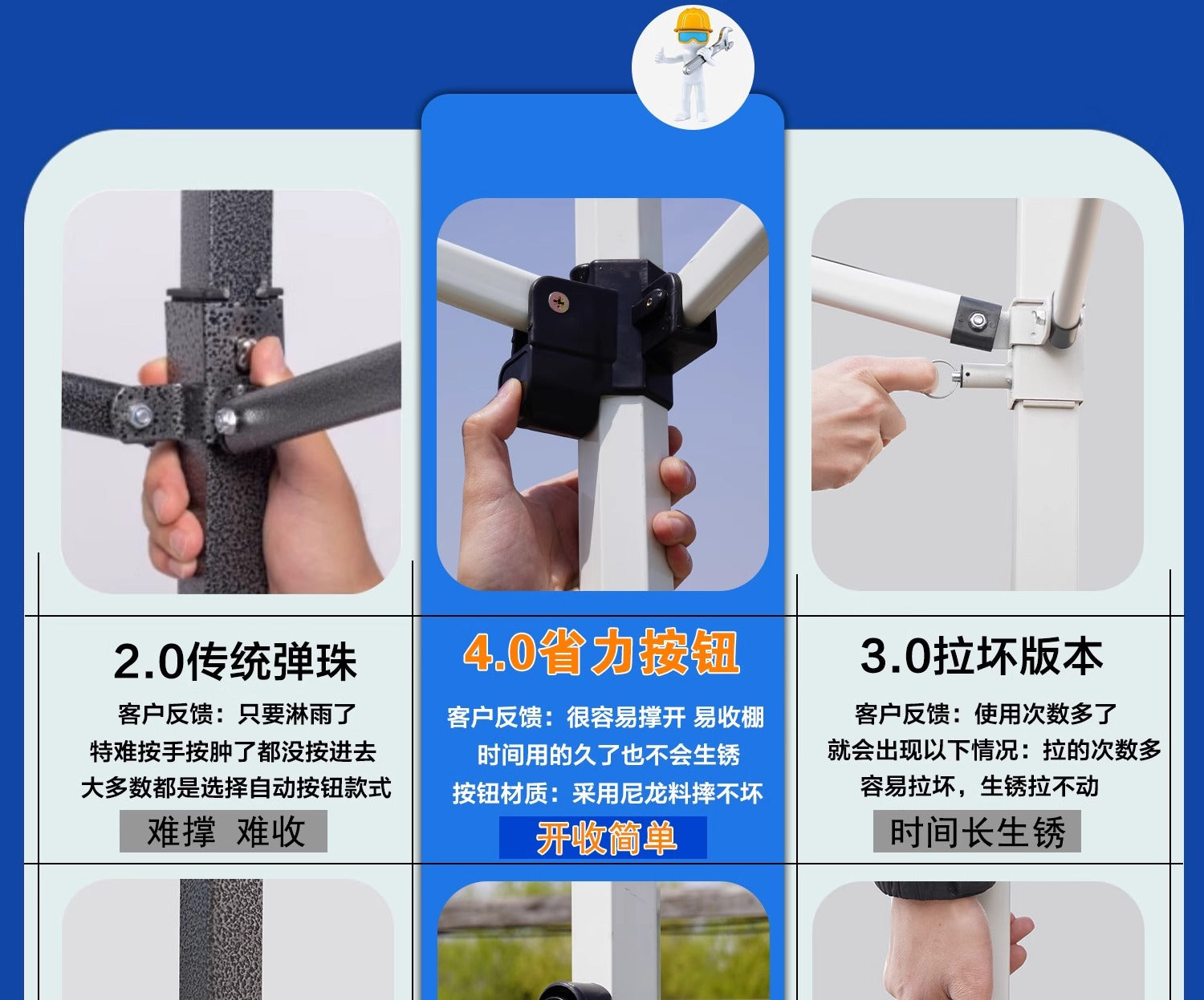 Four-Legged Rainproof Tent Four-Corner Sun Umbrella Outdoor Canopy Sunshade Stall Use Rain Cover Retractable Folding Tent