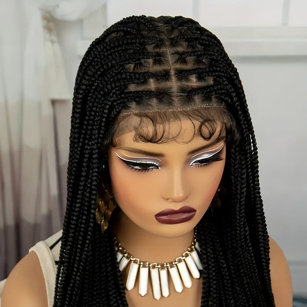 TEMU Amazon Cross-Border European and American Wig Three-Strand Braid Full Lace Hand-Woven Full Wig