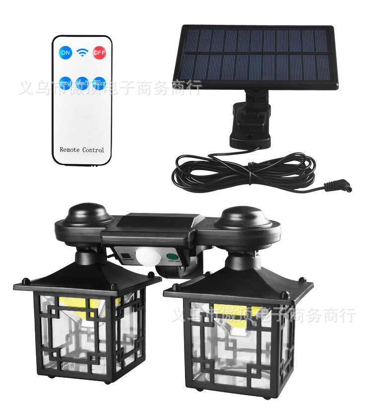 New Double-Head Retro Solar Ground Plug Light Human Body Sensing Split Light Home Wall Lighting Remote Control Light