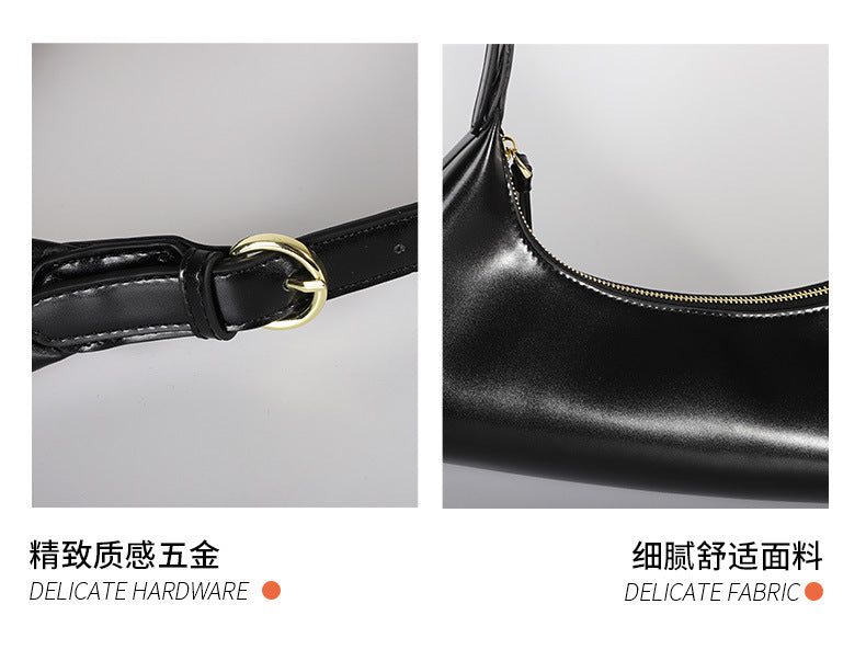Factory2024New Fashion Retro Soft Leather Underarm Bag Niche Design Simple Single Shoulder Commuter Bag