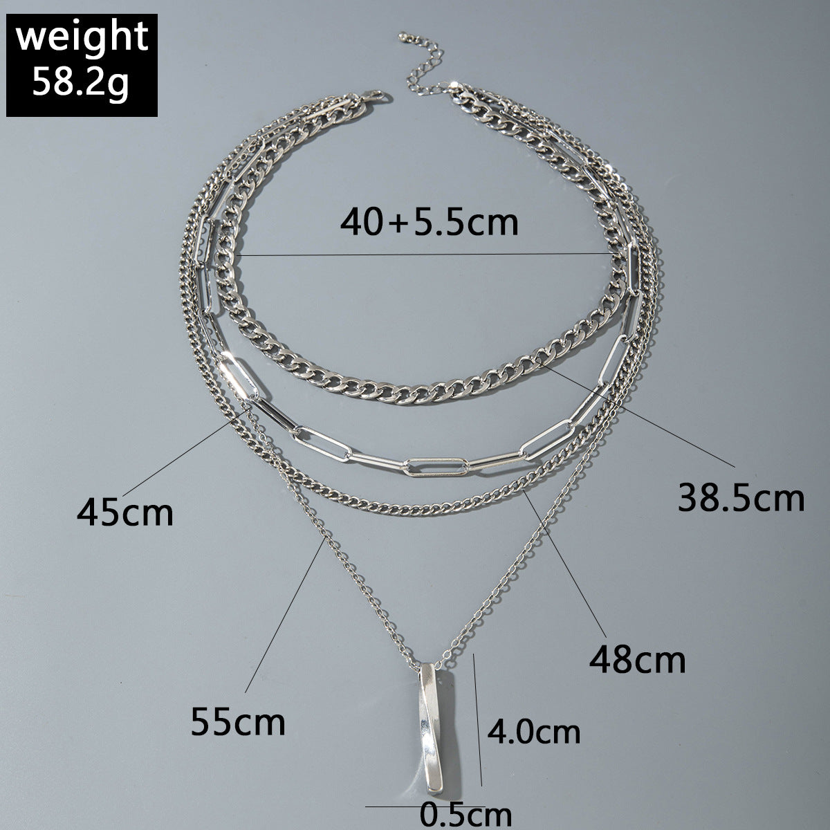 European and American Style Jewelry Hip-Hop Personality Geometric Exaggerated Necklace Heart-shaped Flat Thick Chain Hollow Multi-layer Necklace Wholesale