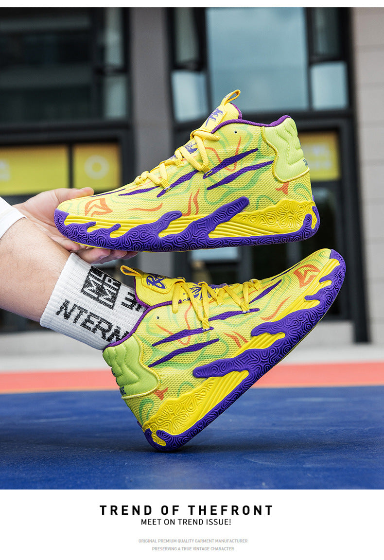 New Mid-Calf Professional Basketball Shoes Outdoor Practical Breathable Couple Shoes Thick Sole Non-Slip Unisex Shock Absorption Sports Shoes