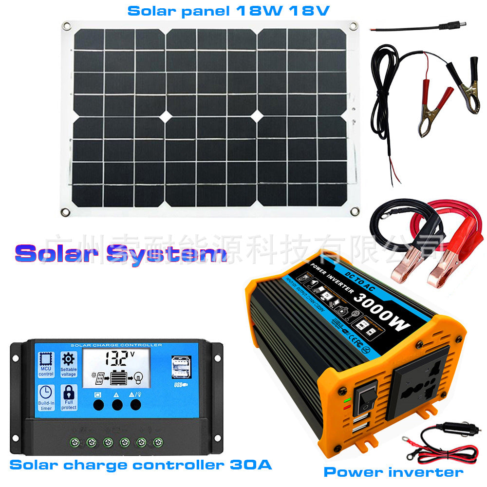 Legendary Generation Solar Power System：12V 300W Inverter+30A Controller+18W Solar Panel