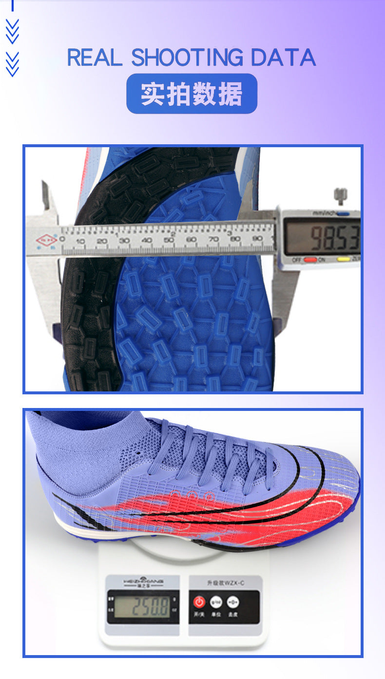 Comfortable football shoes for men and women, teenagers and students AG Spike TF Anti-Slip Breathable Turf Training Sneakers