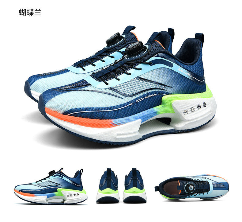 2025Men's and Women's Shock Absorption Breathable Non-Slip Sports Shoes Hollow Popcorn Carbon Plate Soft Sole Running Shoes Breathable Shock Absorption