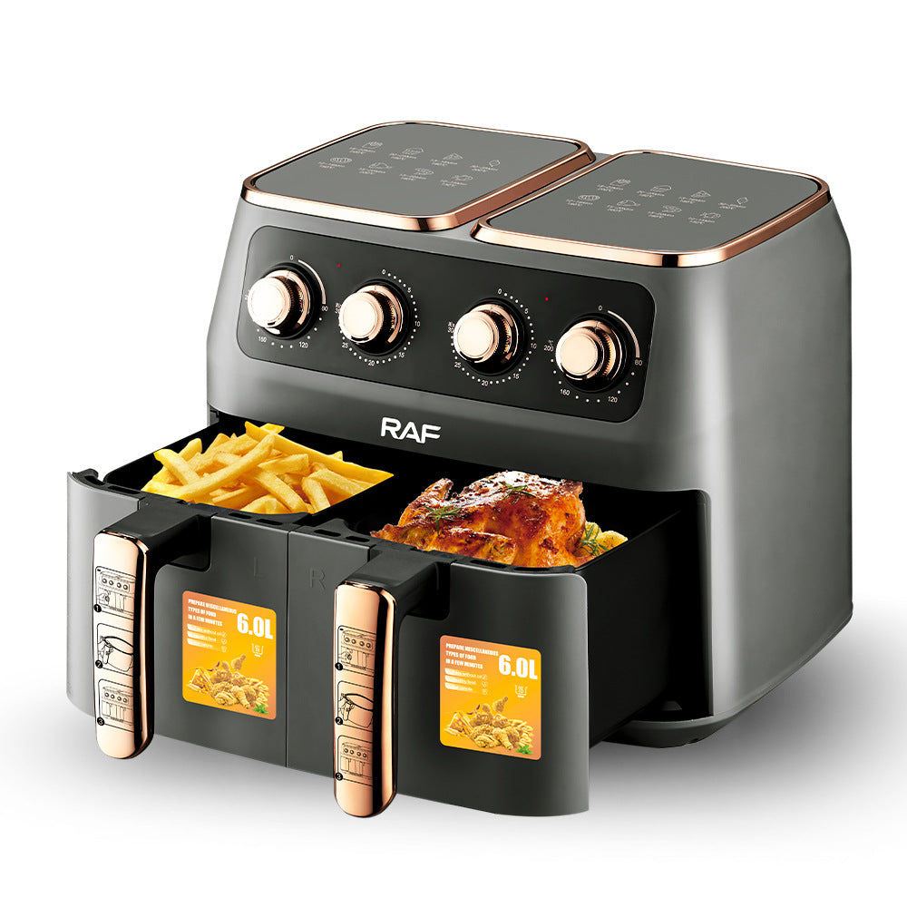 RAF European and American Standard Air Fryer Multi-Functional Household Left and Right Dual Chamber Large Capacity French Fry Electric Fryer