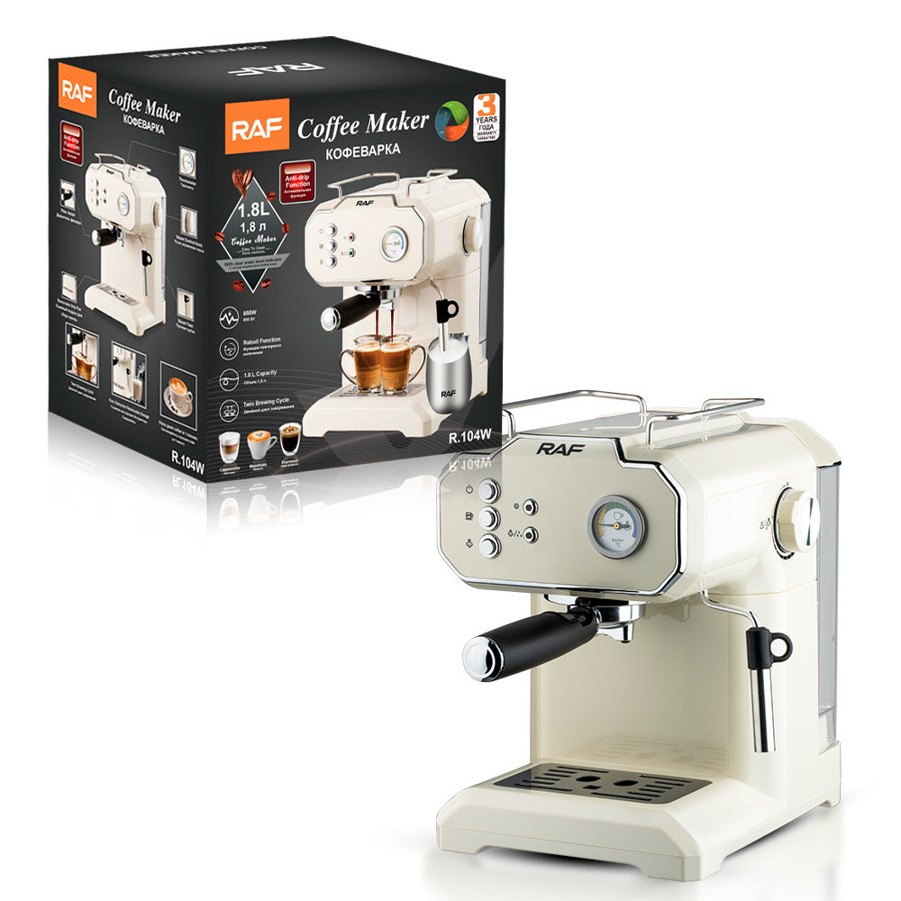 European Standard  Italian Coffee Machine for Home Use, Small Semi-Automatic High-Pressure Steam Milk Frother for Office R104
