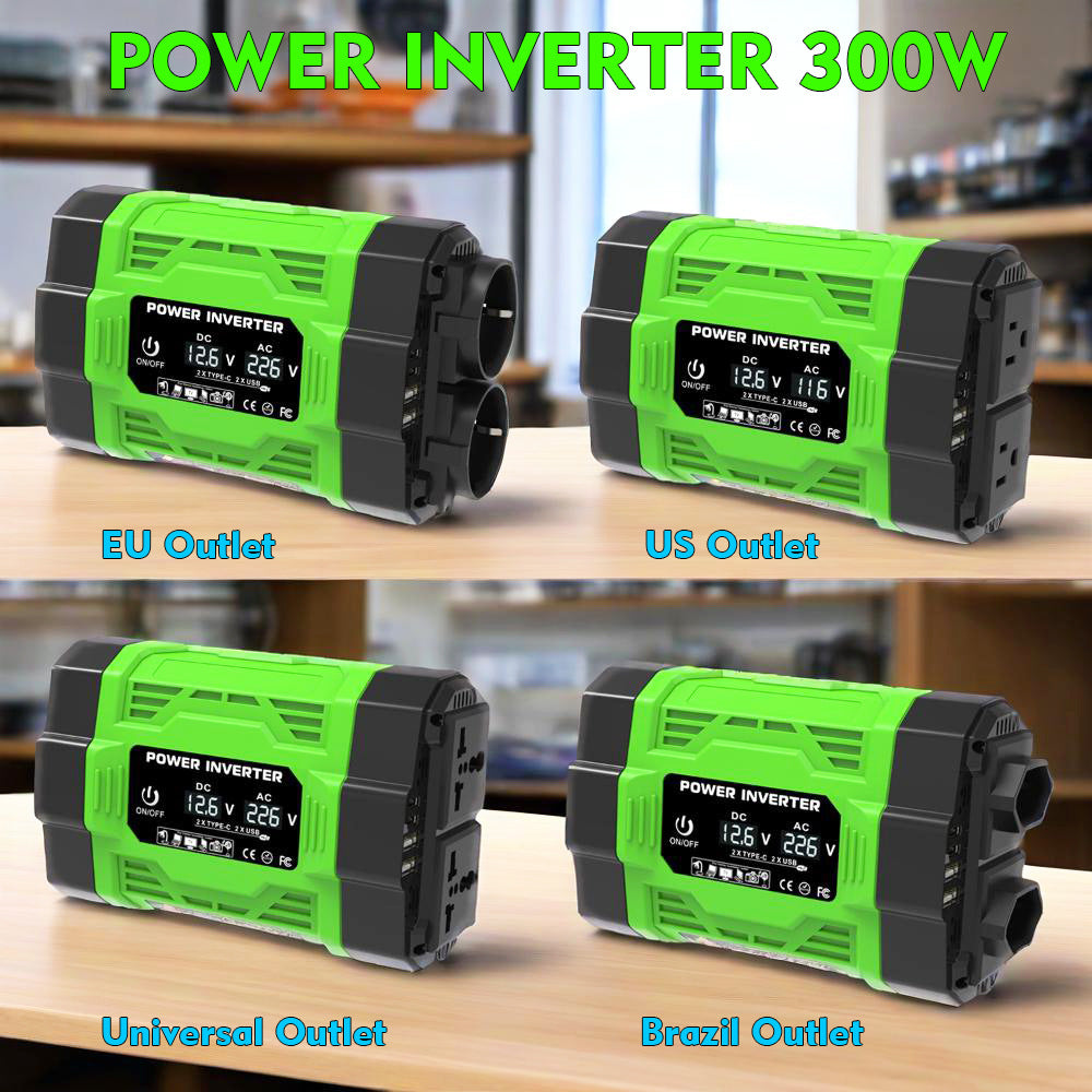 US Standard Socket Car Inverter200W 300W 600W12V Turn110V Dual Socket Dual USB Double Type-C