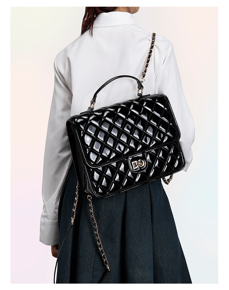 Quilted Pattern Light Luxury Fashion Niche Academy Style2024Versatile Little Chanel Style Quilted Chain Handbag and Backpack for Women
