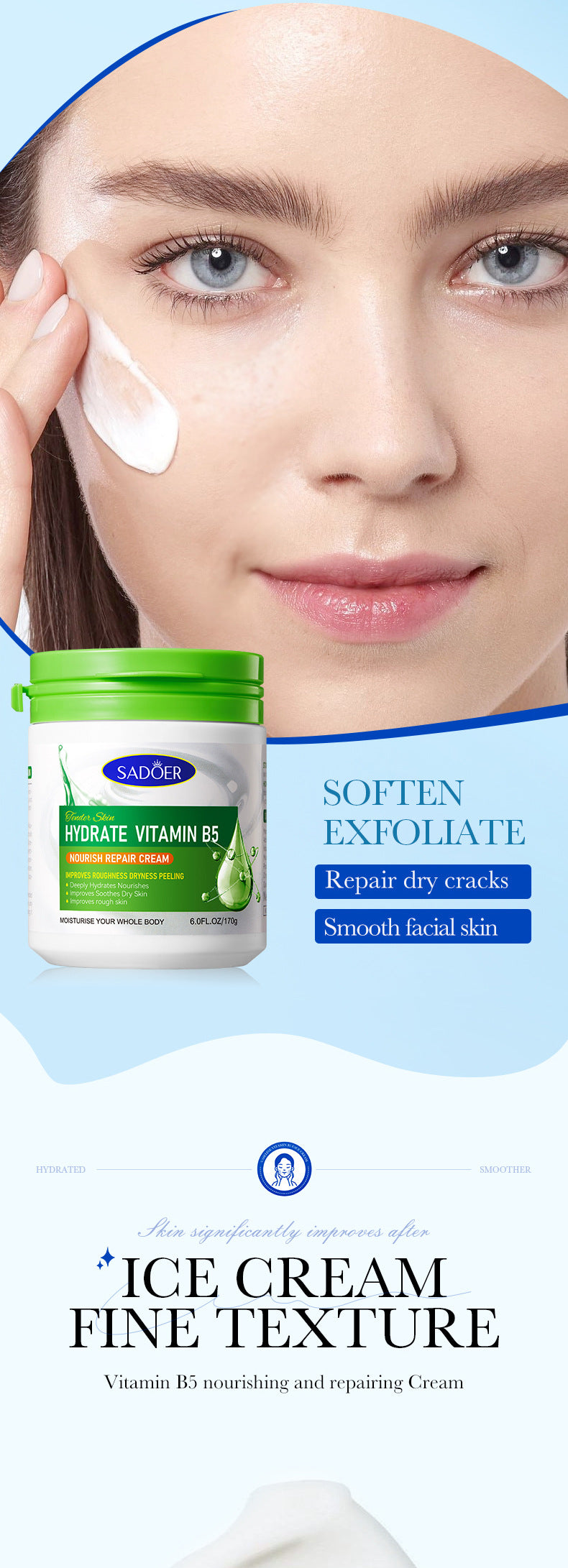 Repair cream170g SADOER Vaseline Vitamin C Hydrating and Moisturizing Face Cream Cross-Border Wholesale
