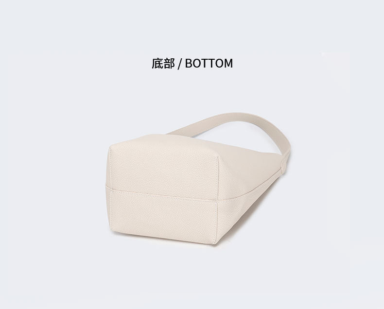 Autumn and Winter Niche row Bucket Bag Top Layer Cowhide Single Shoulder Bag Large Capacity Tote Bag for Women Commuting