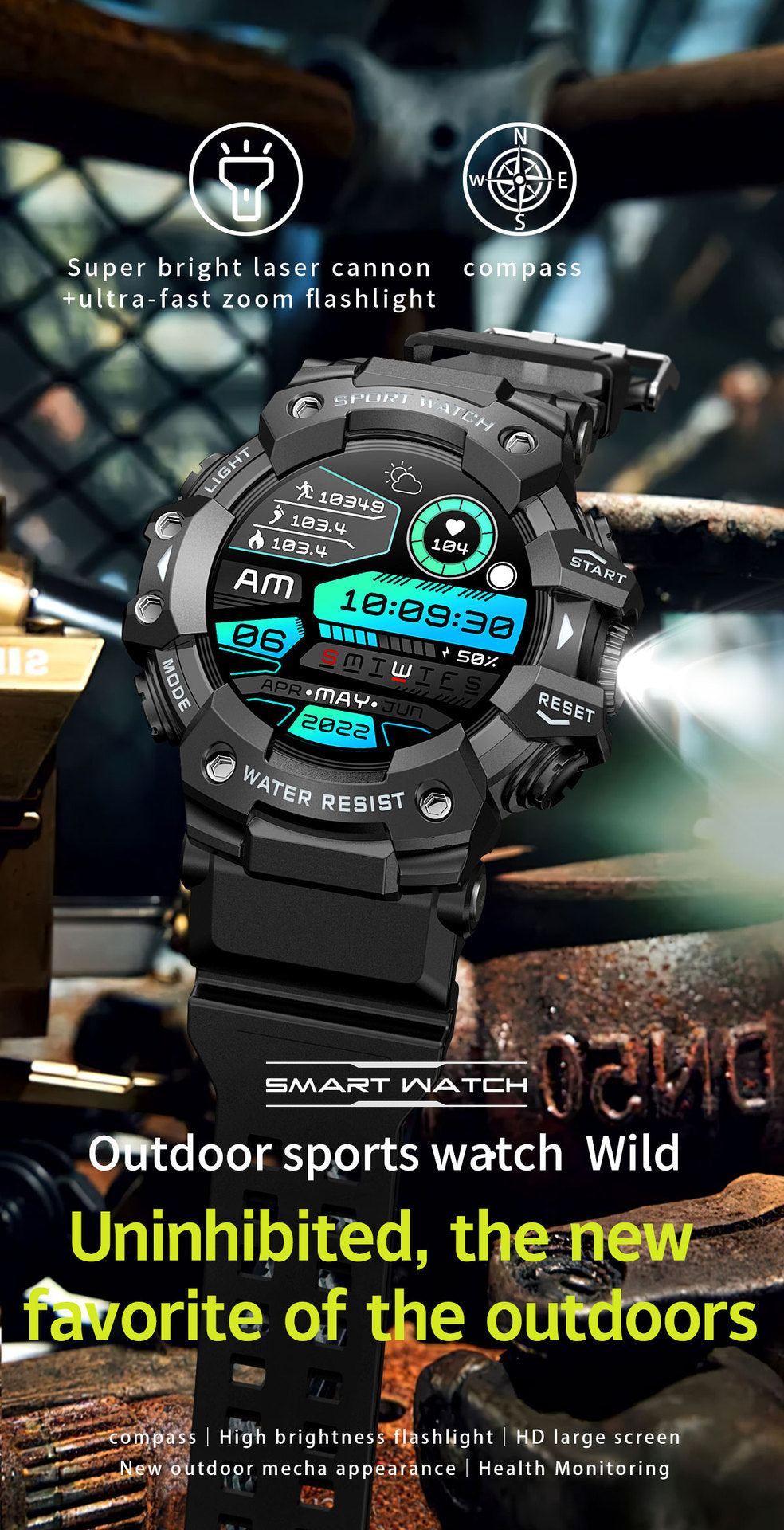 LC21Smart Watch Bluetooth Call True Heart Rate Step Sleep Compass Deep Waterproof Mechanical Style Sports
