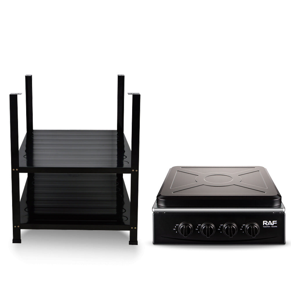 RAF European Standard Full Cover Low Energy Liquefied Gas Tabletop Flameout Protection Glass Rotating Fire Gas Four Burner Panel