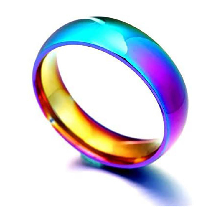 European and American Hematite Curved Ring for Men with High-end Feel, Personalized Ring for Women, Simple Colorful Faceted Ring