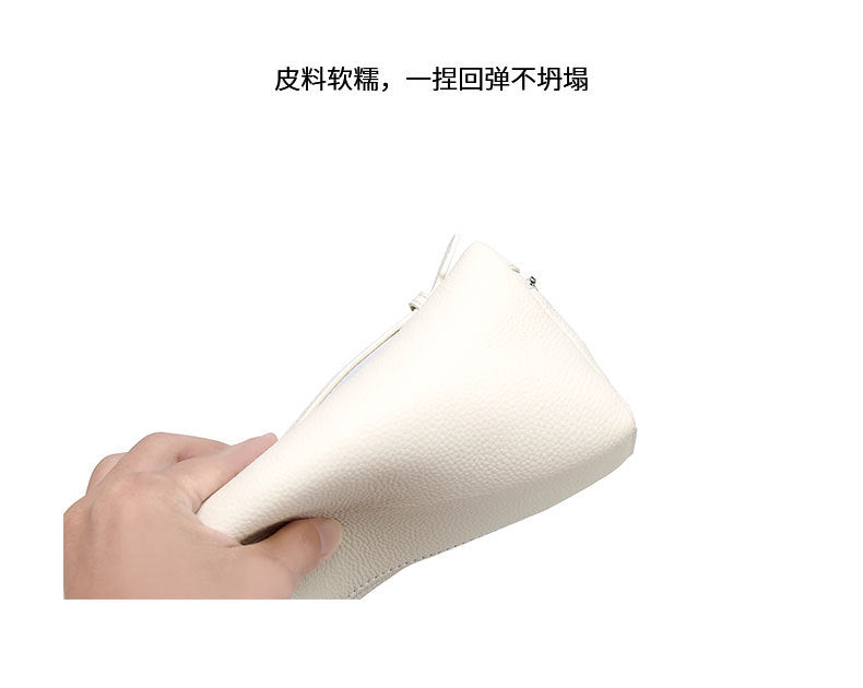 GIgi Same Style Women's Bag Niche Elegant Handheld Lunch Box Bag Women Simple Top Layer Cowhide Single Shoulder Crossbody Small Bag