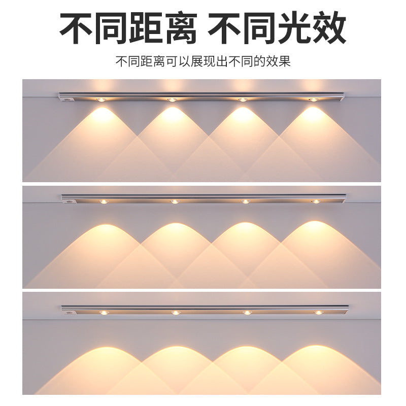 Ultra-Thin Smart led Human Body Sensor Light Rechargeable Magnetic Hill Cat Eye Light Strip Wine Cabinet Cupboard Wardrobe Light Strip
