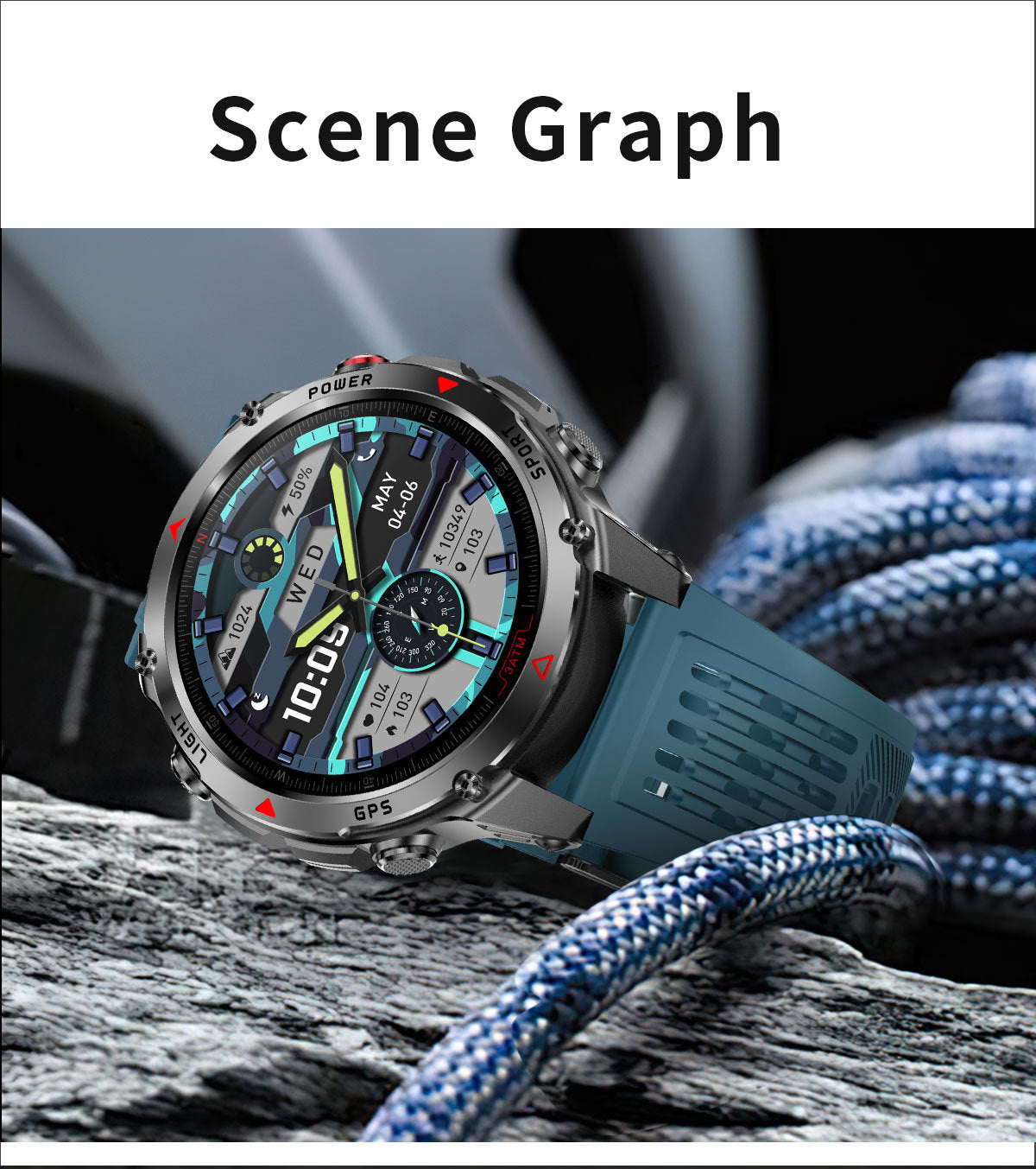 HT37Smart Watch1.46inch Bluetooth Call Heart Rate Pedometer GPS Beidou Positioning Three-Proof Sports Track