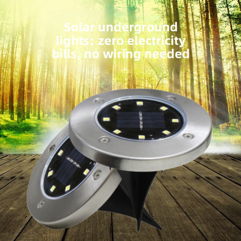 Outdoor Waterproof Solar8LED Underground Light Stainless Steel Lawn Light Garden Light Garden Villa Landscape Light