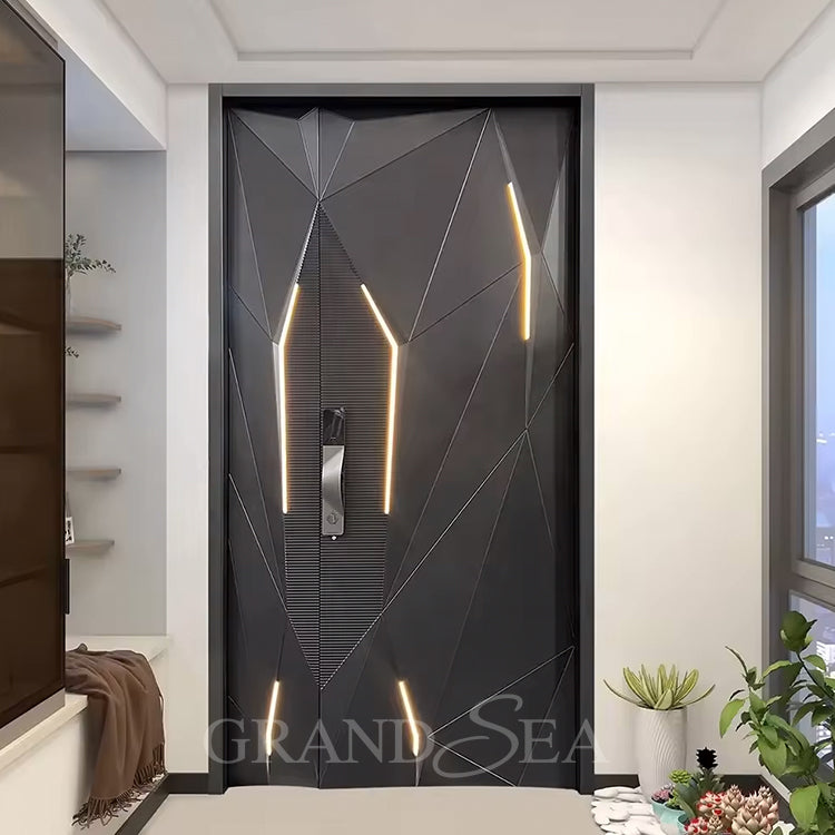 American Style Contemporary Solid Wood Entry Main Entrance Doors Front Doors for Houses Modern Exterior Main Pivot Door