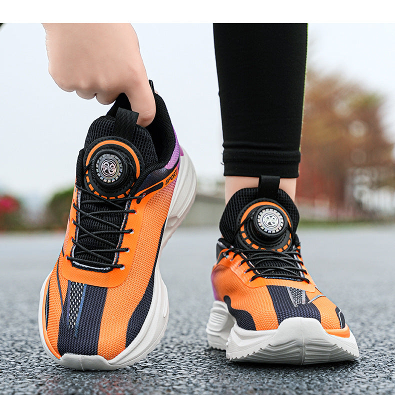 Summer Youth Breathable Mesh Rotating Button Sports Shoes Comfortable Soft Sole Men's Shoes Lightweight Non-Slip Children's Running Shoes