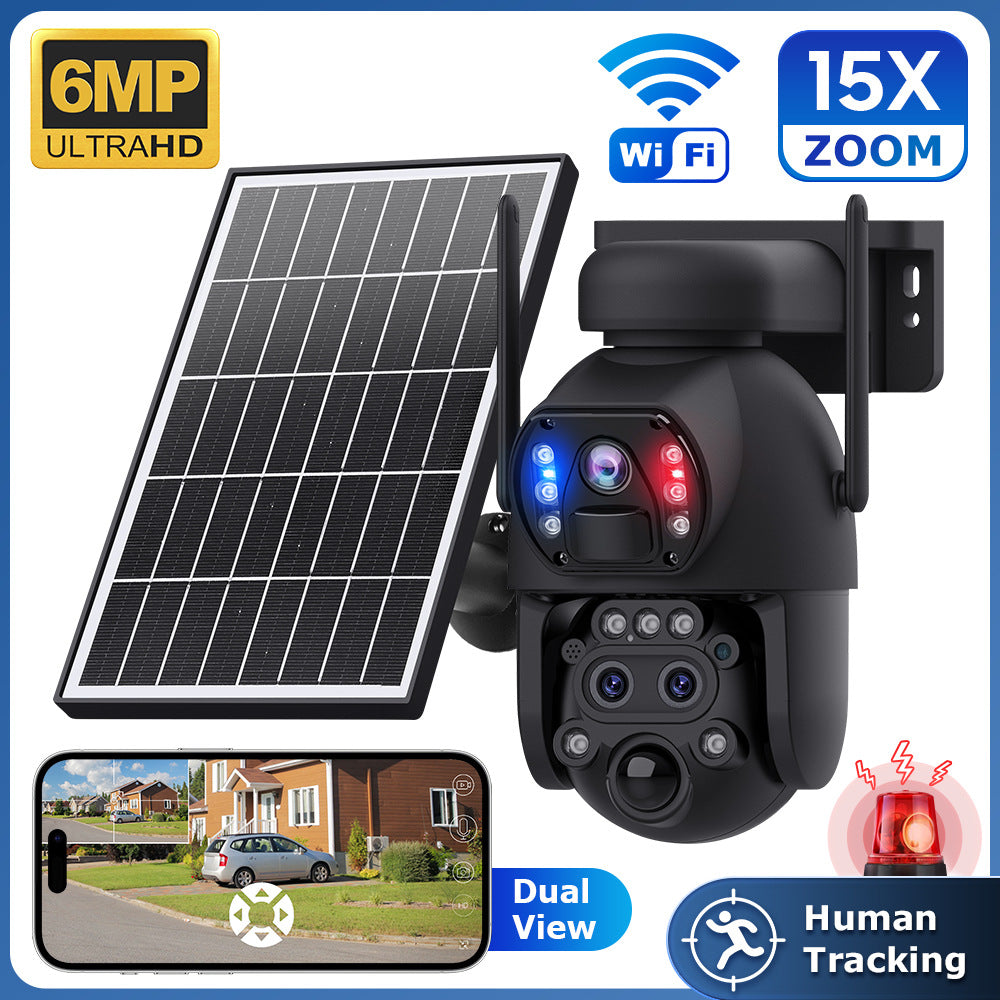 4G Wireless Trinocular Multi-view Remote Control1510x Zoom Solar-Powered Camera600Ultra HD Night Vision