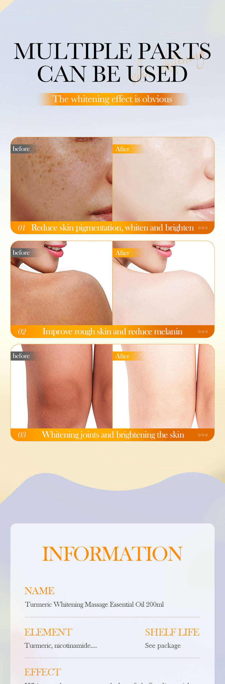 Turmeric Whitening Massage Essential Oil SADOER Moisturizing Body Universal Essential Oil Cross-Border Wholesale