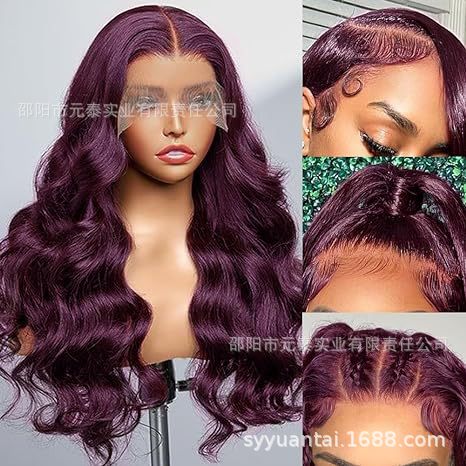 Dark Burgundy13X4  Lace Front Wig Body Wave Deep Purple Wigs