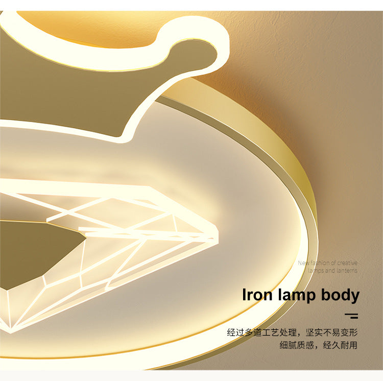 Children's Room Crown Ceiling Lamp led Room Bedroom Lamp Iron Art Boys Girls Energy-saving Eye Protection Cartoon Lamp Wholesale